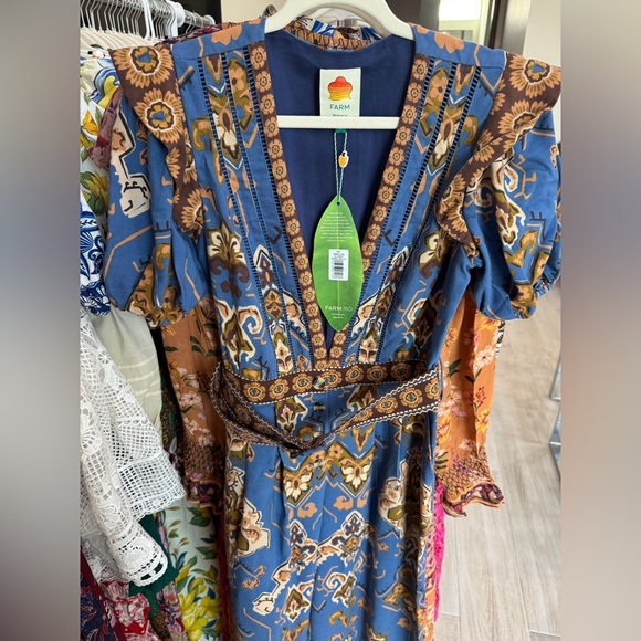 Farm Rio: Blue Ornament Floral Jumpsuit - Picture 7 of 14